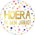 25x Sticker Hoera, Ik Ben Jarig! - Goudfolie - Sluitsticker, Verzenden