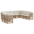 vidaXL Buiten bank set met kussen 8 pcs Naturel Polyester, Tuin en Terras, Verzenden, Nieuw
