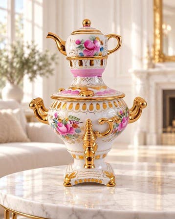 Gzhel - Samovar - Geglazuurd - Handbeschilderd
