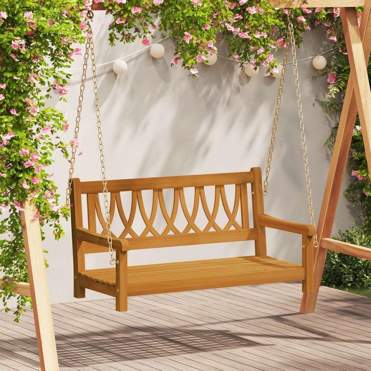 vidaXL Tuin Schommelbank Naturel 110 x 56 x 58 cm Massief, Tuin en Terras, Tuinsets en Loungesets, Nieuw, Verzenden