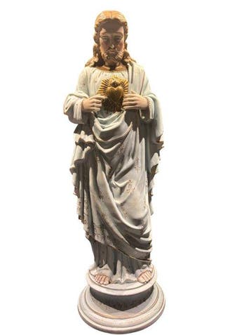 Beeldje, Heilige hart Jezus beeld - 50 cm - Biscuit