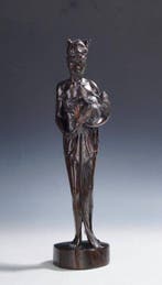 Indonesië, Sculptuur van een Balinese hanenvechter, Art Deco