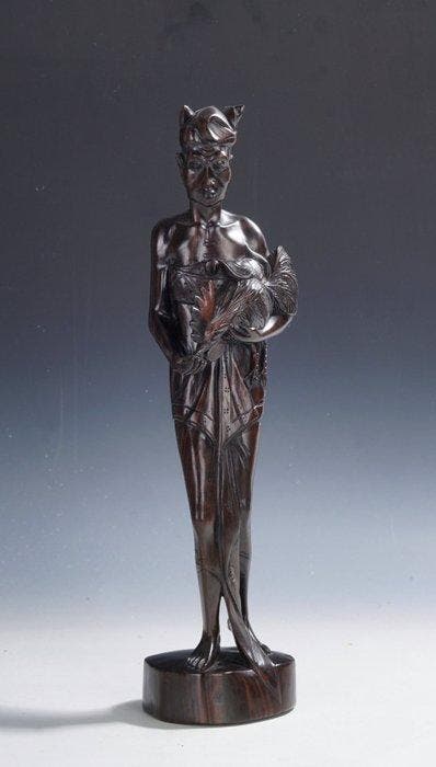 Indonesië, Sculptuur van een Balinese hanenvechter, Art Deco, Antiek en Kunst, Kunst | Niet-Westerse kunst