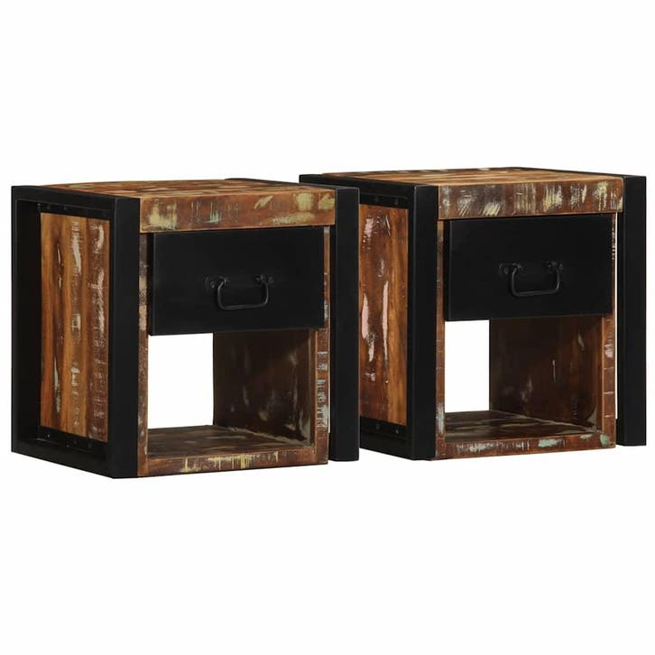 vidaXL Nachtkastjes 2st 40x35x40cm massief gerecycled hout, Maison & Meubles, Chambre à coucher | Tables de chevet, Envoi