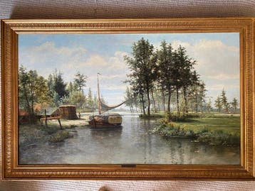 Charles Francois Daubigny (1817-1878) - Paysage fluvial avec