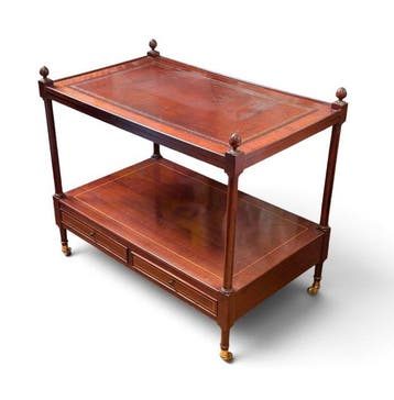 Bijzettafel - Wielen - Hout, Leder - Lodewijk XVI