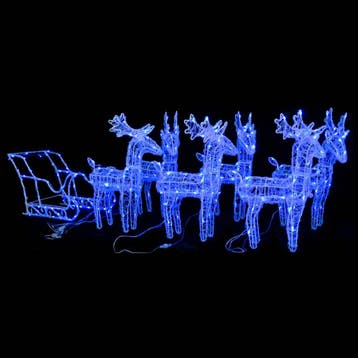 vidaXL Kerstversiering rendieren en slee 320 LEDs acryl, Verzenden, Nieuw