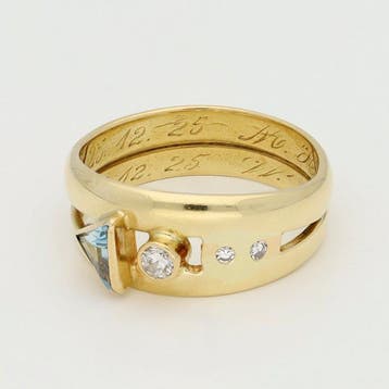 Bague - 18 carats Or jaune - Topaze, brillant, solitaire, Nieuw