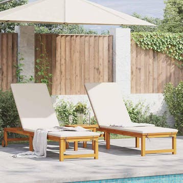 vidaXL Ligstoel 2 st Massief Acacia Hout Bruin, Tuin en Terras, Verzenden, Nieuw
