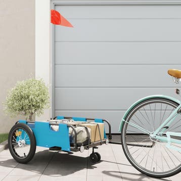 vidaXL Fietstrailer oxford stof en ijzer blauw, Verzenden, Nieuw
