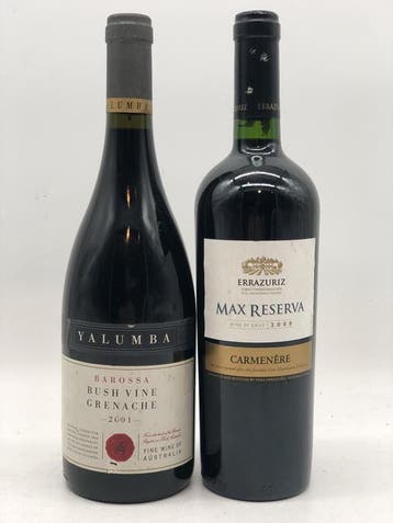 Mixed lot of 2 x 75cl New World reds (rood), Ophalen of Verzenden, Rode wijn