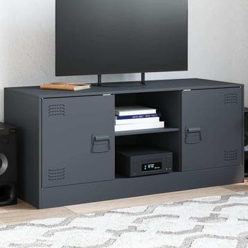 vidaXL Tv-meubel 99x39x44 cm staal antracietkleurig, Verzenden