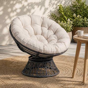 vidaXL Papasan Stoel Kussen VIANEN 100% Polyester Wit Ø 120, Verzenden