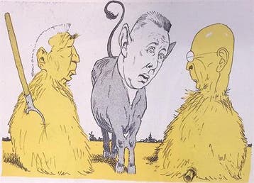 Carel Goseling als ezel uit een fabel op spotprent (Lithos), Verzenden