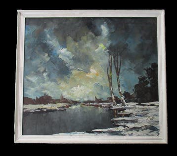Leo Jordaens ( 1944 - 2000 ) - Winters plaslandschap