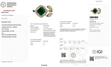 Trouwring - 18 karaat Geel goud - 1.55ct. tw. Smaragd -