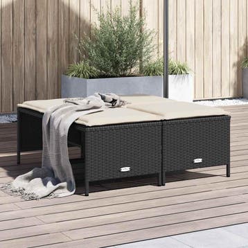 vidaXL Tuinkrukken met kussens 4 st poly rattan zwart, Verzenden, Nieuw