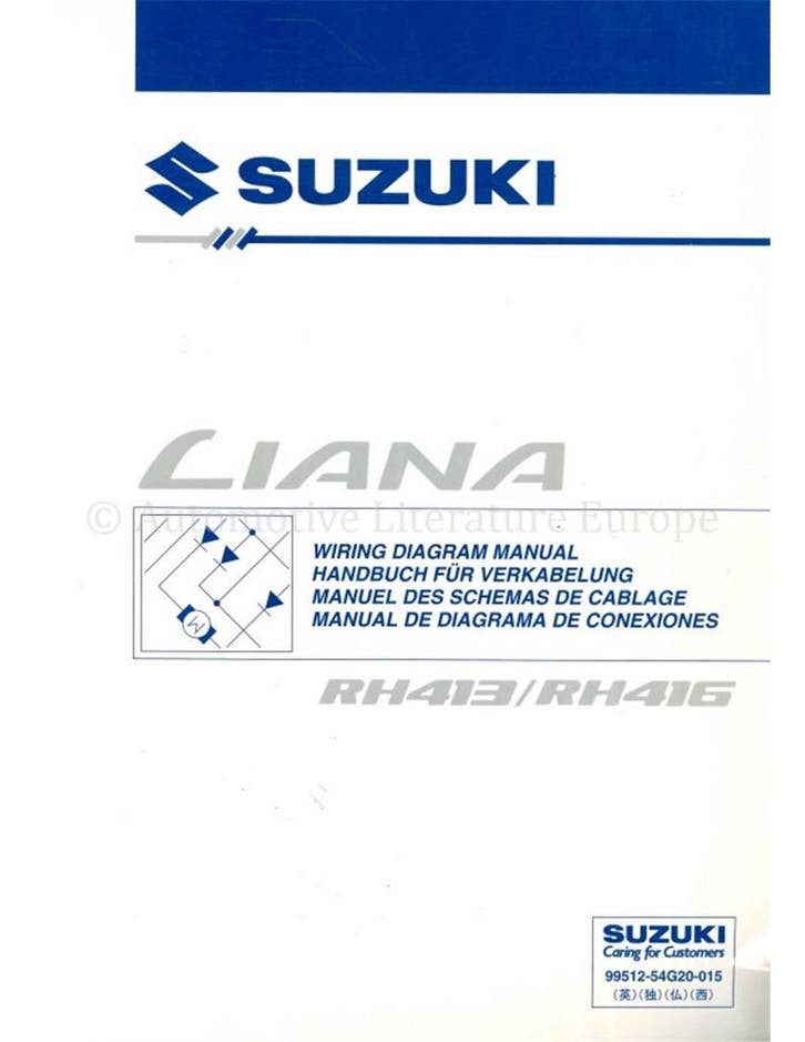 2002 SUZUKI LIANA ELECTRISCH SCHEMA, Autos : Divers, Modes d'emploi & Notices d'utilisation