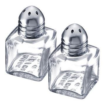 Peper + Zoutstrooier | Glas/RVS | Dop | 30x30x50(h)mm, Verzenden