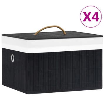 vidaXL Opbergboxen 4 st bamboe zwart, Doe-het-zelf en Bouw, Kratten en Dozen, Verzenden, Nieuw
