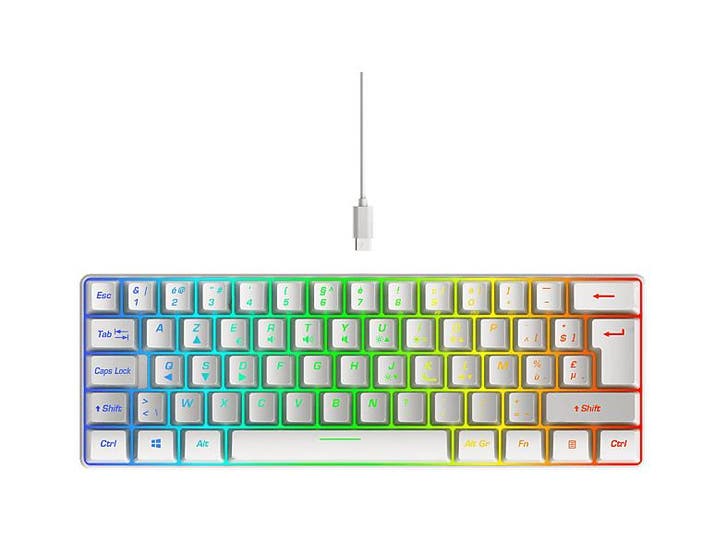 ISY -   Mini Toetsenbord Azerty Rgb - Wit, Computers en Software, Toetsenborden, Bedraad, Azerty, Nieuw, Verzenden