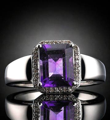 Sans prix de réserve - Bague Argent Améthyste - Élégance
