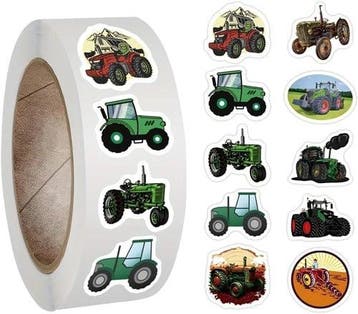 Sluitstickers trekkers tractor beloning rond etiket 2,5 cm, Nieuw