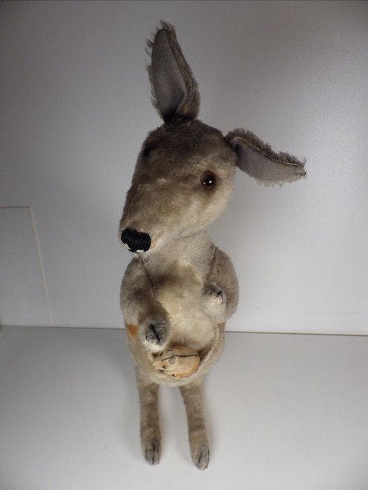 Steiff - Pluche dier kangourou Kango (50cm) - 1950-1960 -, Antiek en Kunst, Antiek | Speelgoed