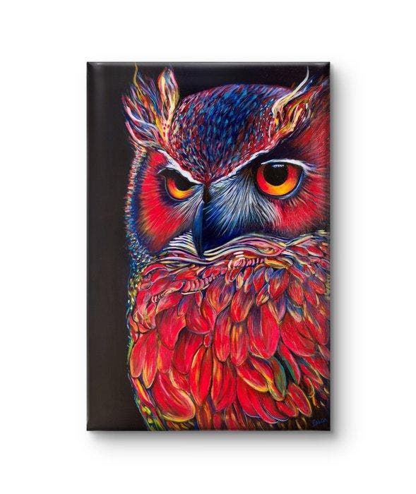 Luca Domiro - Scarlet Guardian Owl - LARGE HAND FINISHED, Antiquités & Art, Art | Objets design