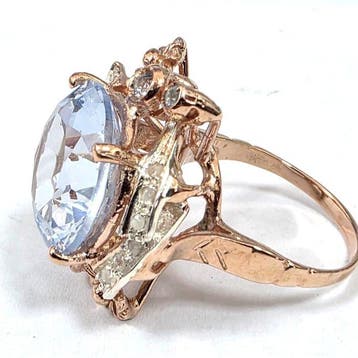 Zonder minimumprijs - Ring - 9 kt. Roségoud, Zilver Spinel -, Nieuw