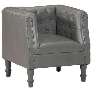 vidaXL Fauteuil echt leer grijs, Huis en Inrichting, Verzenden, Nieuw
