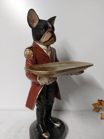 Beeld, french buldog as budhler with plateau - 50 cm -