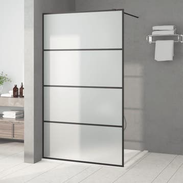 vidaXL Inloopdouchewand 115x195 cm mat ESG-glas zwart, Verzenden, Nieuw