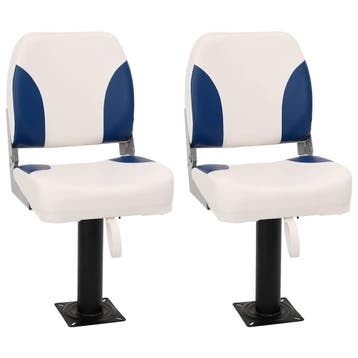 vidaXL Bootstoel 2 set inklapbaar 41x36x48 cm blauw en wit, Watersport en Boten, Verzenden, Nieuw
