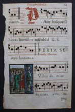 Choralbuch,Missale Romanum,mit koloriertem Holzschnitt -, Antiek en Kunst