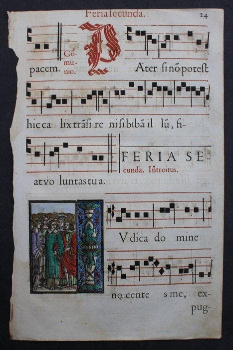 Choralbuch,Missale Romanum,mit koloriertem Holzschnitt -, Antiek en Kunst, Antiek | Boeken en Manuscripten