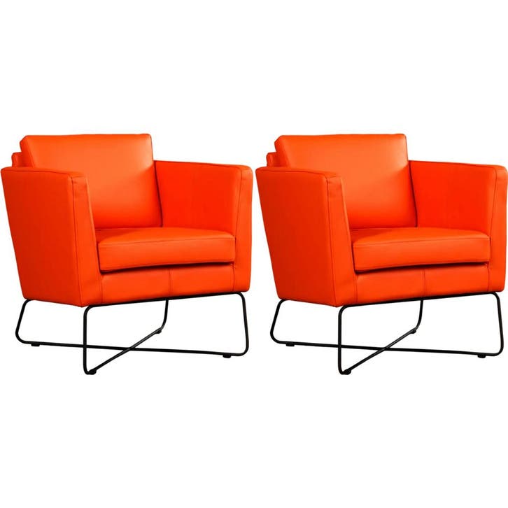 Set van 2 Leren fauteuils Crossover - Toledo Orange, Huis en Inrichting, Fauteuils, 75 tot 100 cm, Nieuw, 50 tot 75 cm, Leer, Ophalen of Verzenden