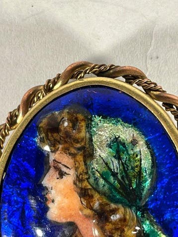 Messing, emailleren speld - Broche - Limoges