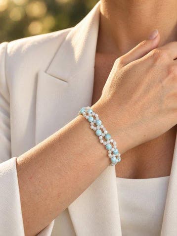 Larimar en maansteen Armband van 925 sterlingzilver -, Verzamelen