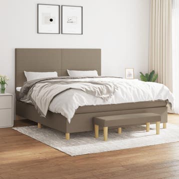 vidaXL Boxspring met matras stof taupe 180x200 cm, Verzenden