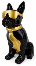 Zwart/Gouden Hond met bril – 28 cm, Verzenden