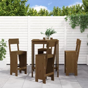 vidaXL 5-delige Tuinbarset massief grenenhout honingbruin, Tuin en Terras, Verzenden, Nieuw
