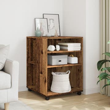 vidaXL Bijzettafel met wieltjes 55x60x78 cm bewerkt hout oud, Verzenden, Nieuw