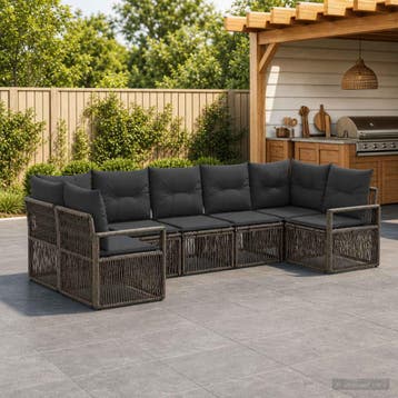 vidaXL Tuinbank Set 7 st 7-Aantal zitplaatsen Grijs poly, Verzenden, Nieuw