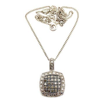 Sans prix de réserve - Collier Argent - Diamants cognac