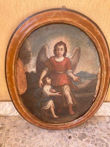 École espagnole (XVII) - Larcangelo Gabriele e Tobia, Antiek en Kunst