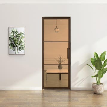 OUTLET: Stalen Taatsdeur - Brons - 3 Vlaks - Brons rook glas, Minder dan 80 cm, Overige typen, Nieuw, Metaal