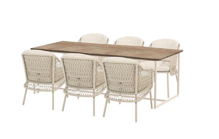 4 Seasons Outdoor Puccini tuinset met Quatro tafel latte met, Jardin & Terrasse, Ensembles de jardin