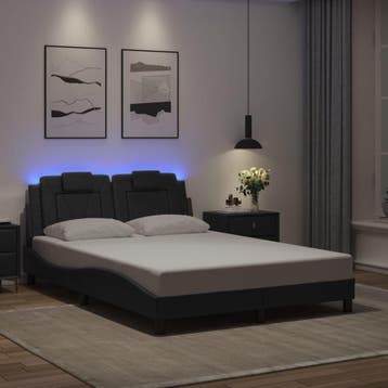 vidaXL Bedframe Viana met LED zonder matras zwart 140x200, Verzenden