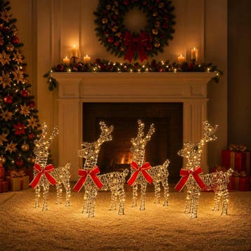 vidaXL Kerst Rendier 4 st 160 LEDs Warmwit, Verzenden, Nieuw